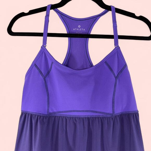 Athleta‎ Retreat Purple Flowy Racerback Workout Tank Top Built-In Bra Size S - Picture 2 of 8